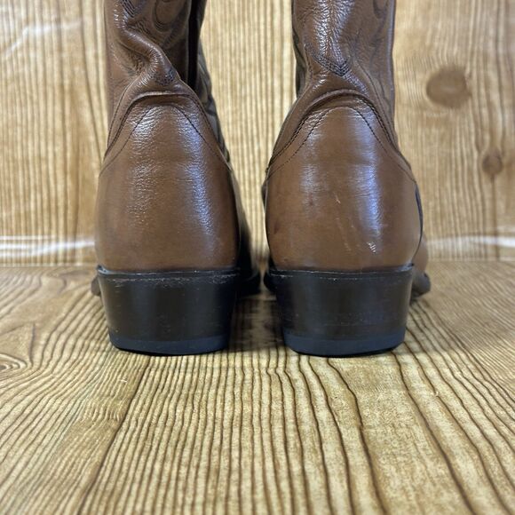DAN POST Cowboy Western Boots Size 8 E Classic Brown Leather Boots - Picture 9 of 16